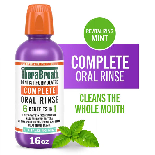 TheraBreath Complete Mouthwash, 6-in-1 Benefits, Alcohol-Free, Revitalizing Mint